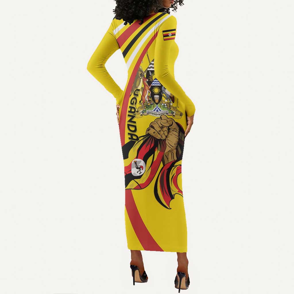 Jamhuri ya Uganda Long Sleeve Bodycon Dress Happy Independence Day - African Pride