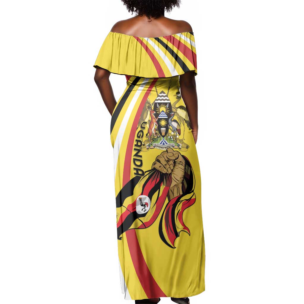 Jamhuri ya Uganda Off Shoulder Maxi Dress Happy Independence Day - African Pride