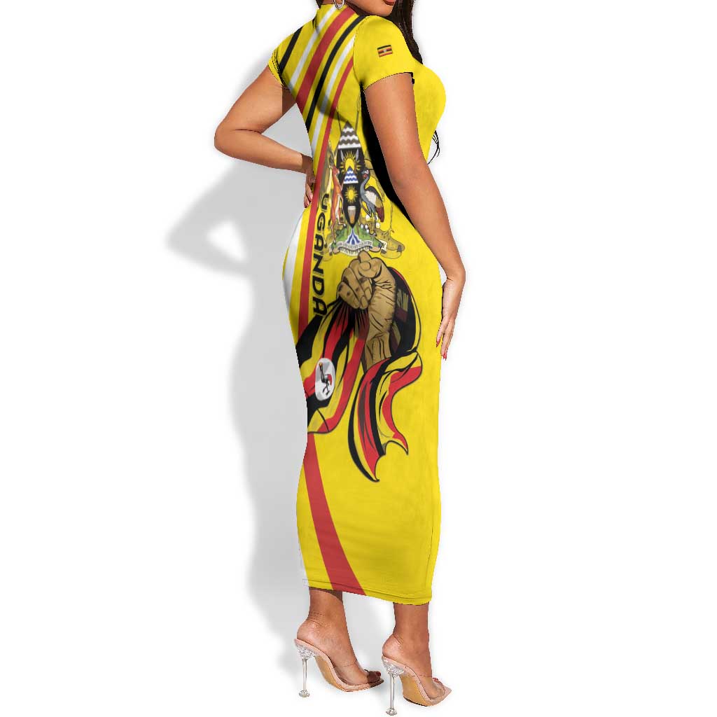 Jamhuri ya Uganda Short Sleeve Bodycon Dress Happy Independence Day - African Pride