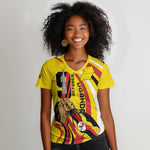 Jamhuri ya Uganda Women V-Neck T-Shirt Happy Independence Day - African Pride