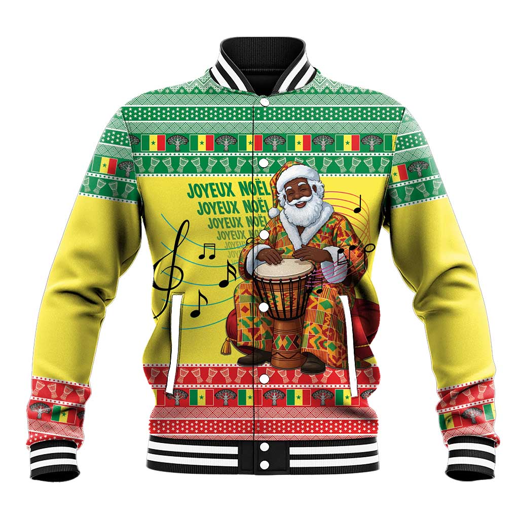 Afro Chirstmas in Senegal Baseball Jacket Black Santa Playing Djembe Drum - African Pride