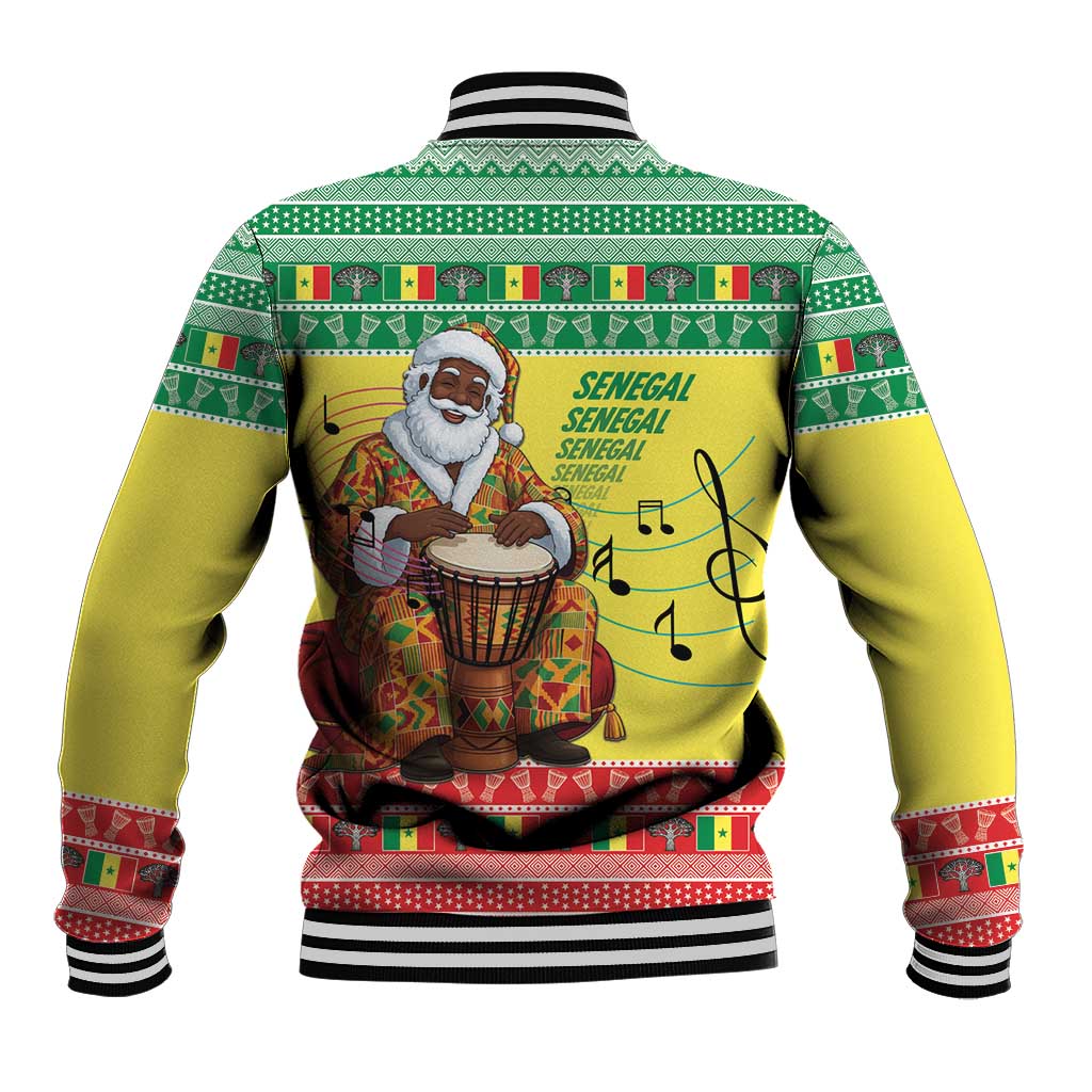 Afro Chirstmas in Senegal Baseball Jacket Black Santa Playing Djembe Drum - African Pride