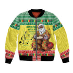 Afro Chirstmas in Senegal Bomber Jacket Black Santa Playing Djembe Drum - African Pride