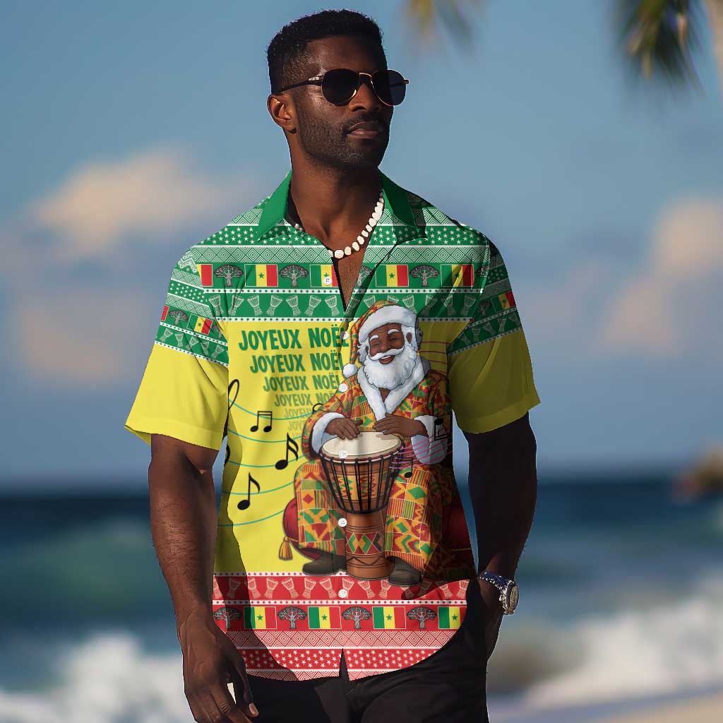 Afro Chirstmas in Senegal Hawaiian Shirt Black Santa Playing Djembe Drum - African Pride