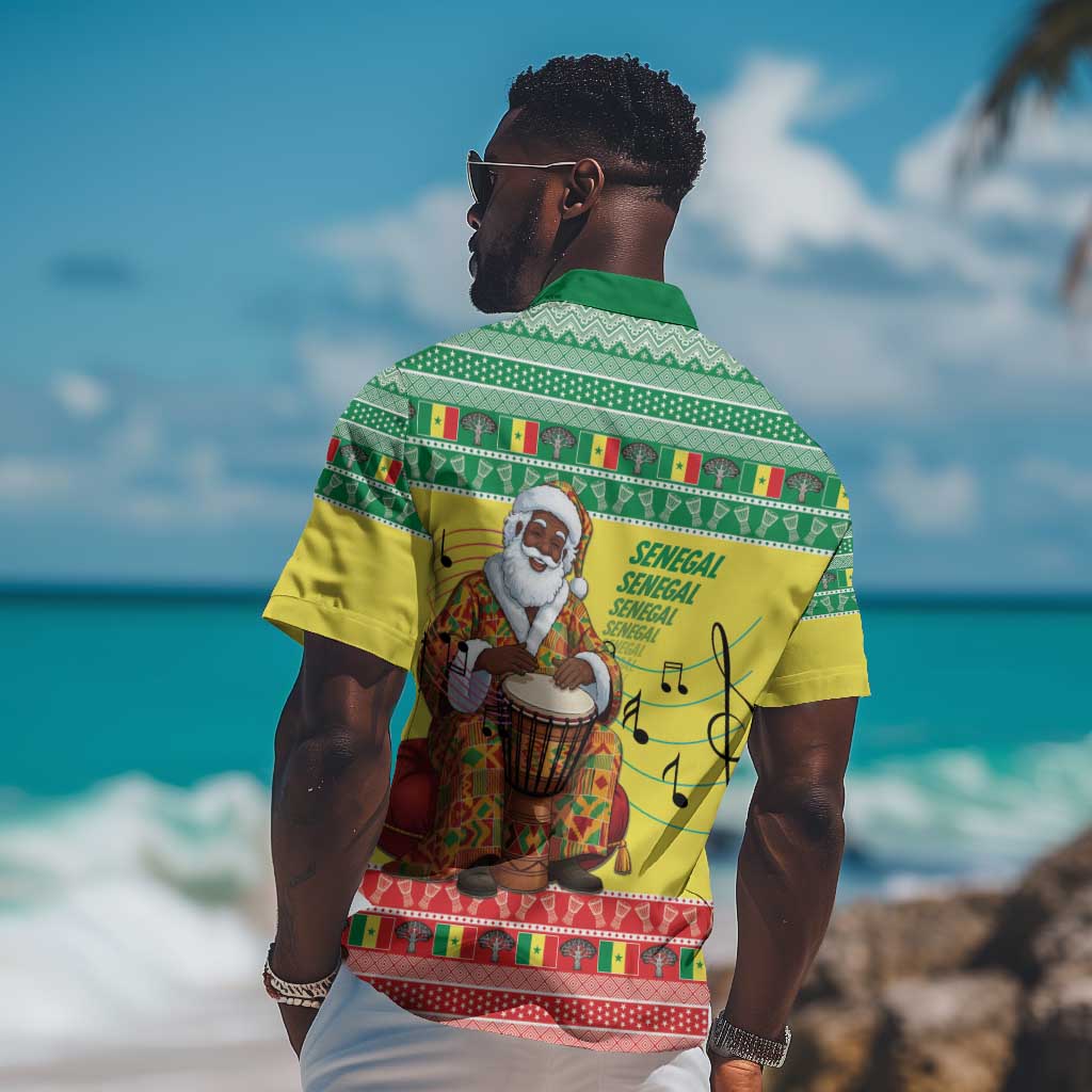 Afro Chirstmas in Senegal Hawaiian Shirt Black Santa Playing Djembe Drum - African Pride