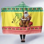 Afro Chirstmas in Senegal Hooded Blanket Black Santa Playing Djembe Drum - African Pride