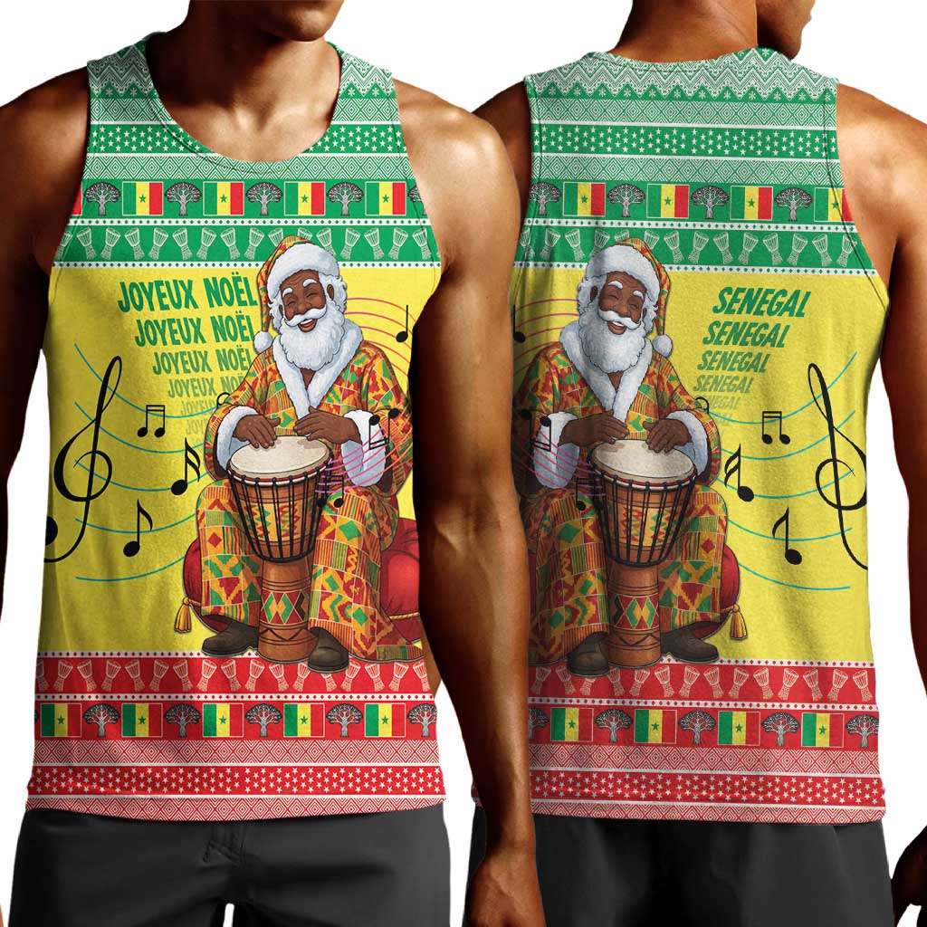 Afro Chirstmas in Senegal Men Tank Top Black Santa Playing Djembe Drum - African Pride