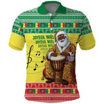 Afro Chirstmas in Senegal Polo Shirt Black Santa Playing Djembe Drum - African Pride