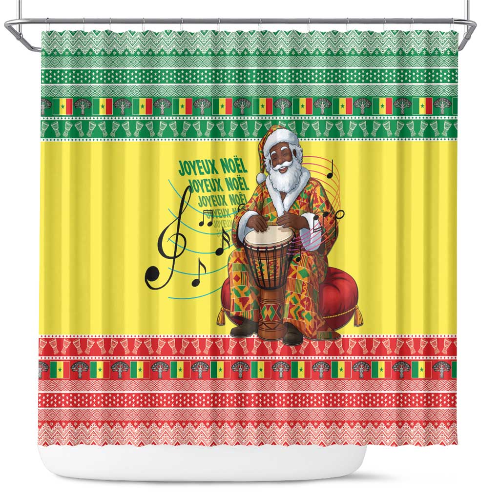 Afro Chirstmas in Senegal Shower Curtain Black Santa Playing Djembe Drum - African Pride