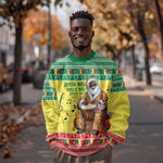 Afro Chirstmas in Senegal Sweatshirt Black Santa Playing Djembe Drum - African Pride