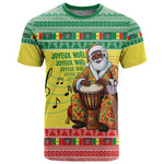 Afro Chirstmas in Senegal T shirt Black Santa Playing Djembe Drum - African Pride