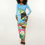 Afro Chirstmas in Tanzania Long Sleeve Bodycon Dress Heri ya Krismasi - African Pride