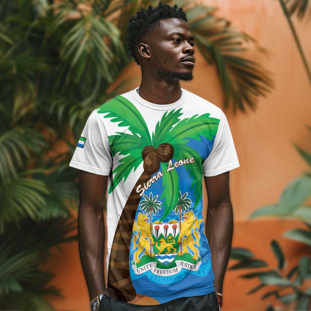 Personalised Afro Sierra Leone T shirt Coat Of Arms With Flag Map