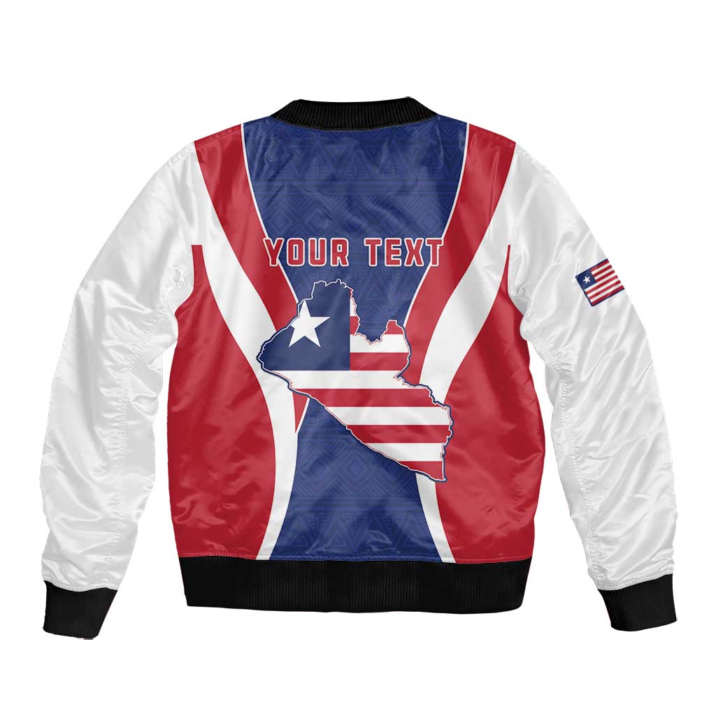 Personalised Afro Liberia Bomber Jacket Coat Of Arms With Flag Map - African Pattern