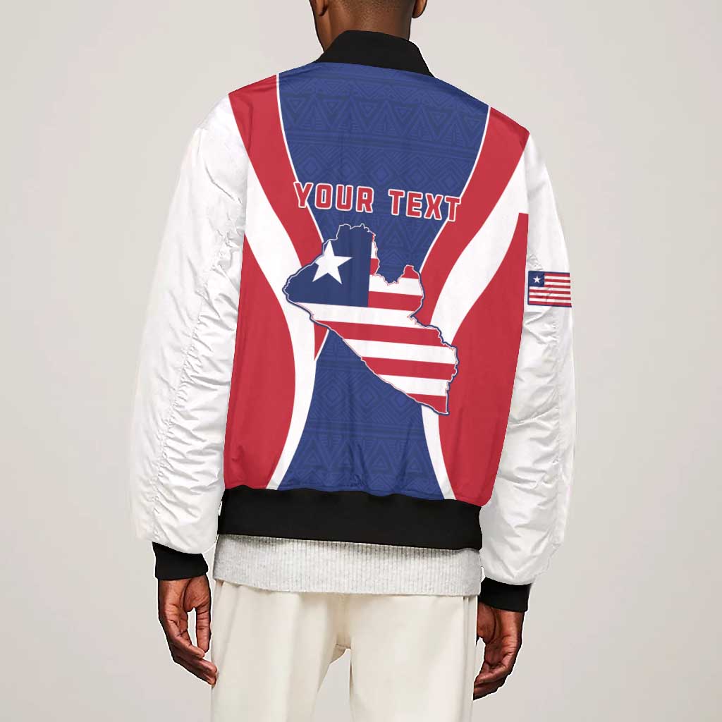Personalised Afro Liberia Bomber Jacket Coat Of Arms With Flag Map - African Pattern