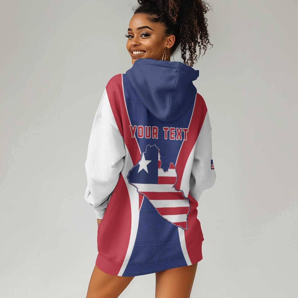 Personalised Afro Liberia Hoodie Dress Coat Of Arms With Flag Map - African Pattern