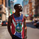 Personalised Afro Liberia Men Tank Top Coat Of Arms With Flag Map - African Pattern