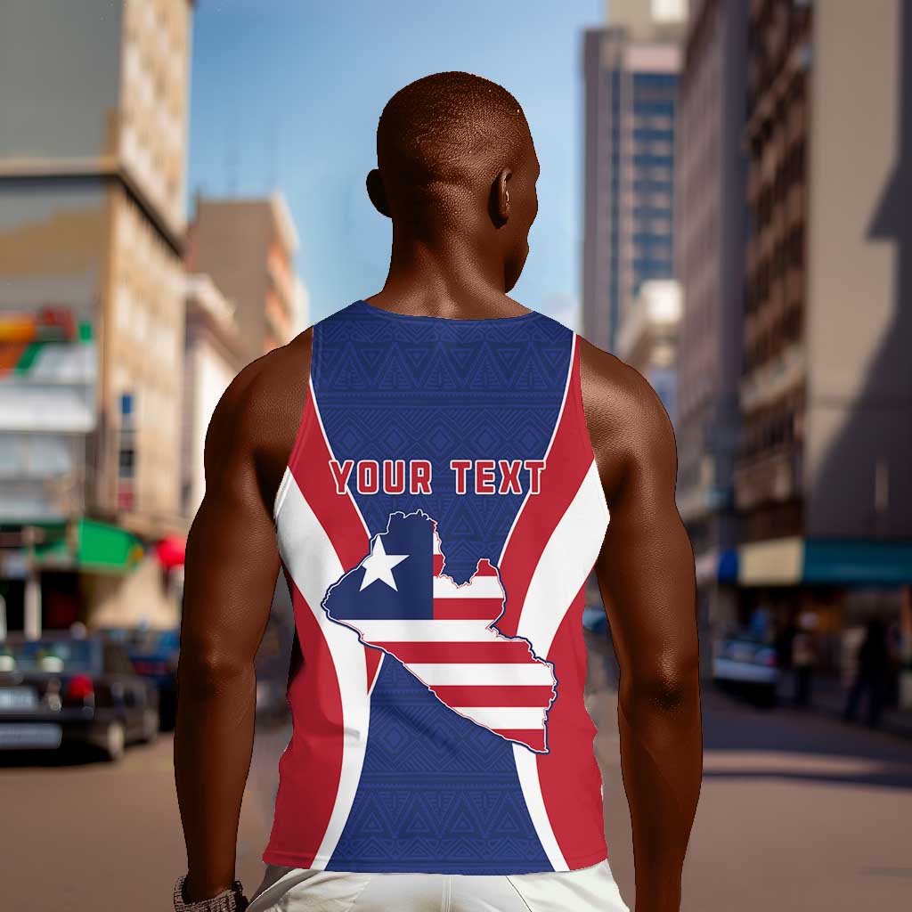 Personalised Afro Liberia Men Tank Top Coat Of Arms With Flag Map - African Pattern