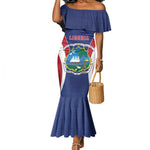 Personalised Afro Liberia Mermaid Dress Coat Of Arms With Flag Map - African Pattern