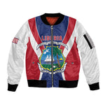 Personalised Afro Liberia Sleeve Zip Bomber Jacket Coat Of Arms With Flag Map - African Pattern