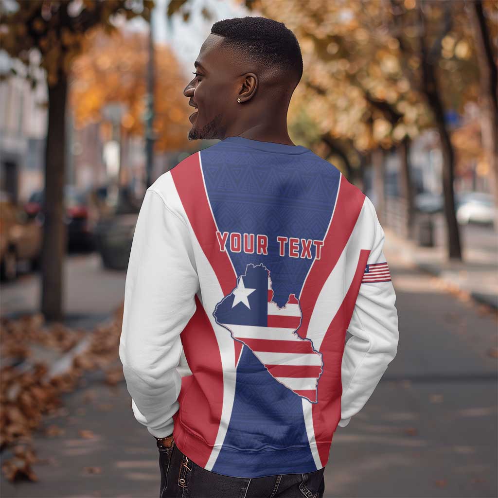 Personalised Afro Liberia Sweatshirt Coat Of Arms With Flag Map - African Pattern
