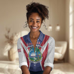 Personalised Afro Liberia Women Casual Shirt Coat Of Arms With Flag Map - African Pattern LT15