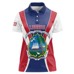 Personalised Afro Liberia Women Polo Shirt Coat Of Arms With Flag Map - African Pattern