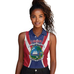 Personalised Afro Liberia Women Sleeveless Polo Shirt Coat Of Arms With Flag Map - African Pattern
