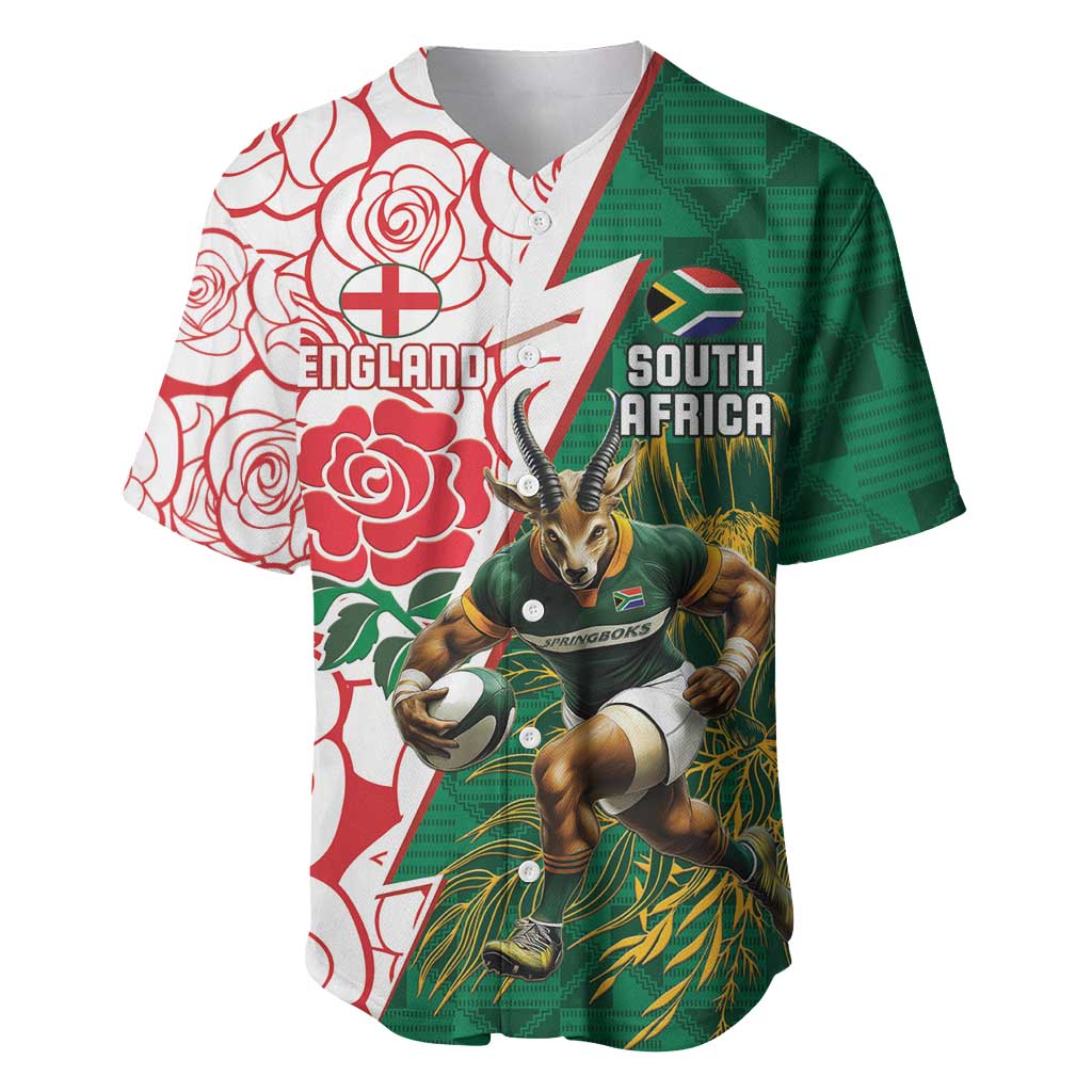 Personalized South Africa Combine England Rugby Baseball Jersey Springboks and Red Rose