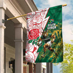 Personalized South Africa Combine England Rugby Garden Flag Springboks and Red Rose