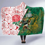 Personalized South Africa Combine England Rugby Hooded Blanket Springboks and Red Rose