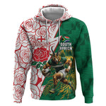 Personalized South Africa Combine England Rugby Hoodie Springboks and Red Rose