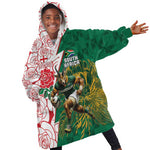 Personalized South Africa Combine England Rugby Kid Wearable Blanket Hoodie Springboks and Red Rose