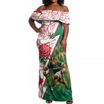 Personalized South Africa Combine England Rugby Off Shoulder Maxi Dress Springboks and Red Rose