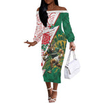 Personalized South Africa Combine England Rugby Off The Shoulder Long Sleeve Dress Springboks and Red Rose