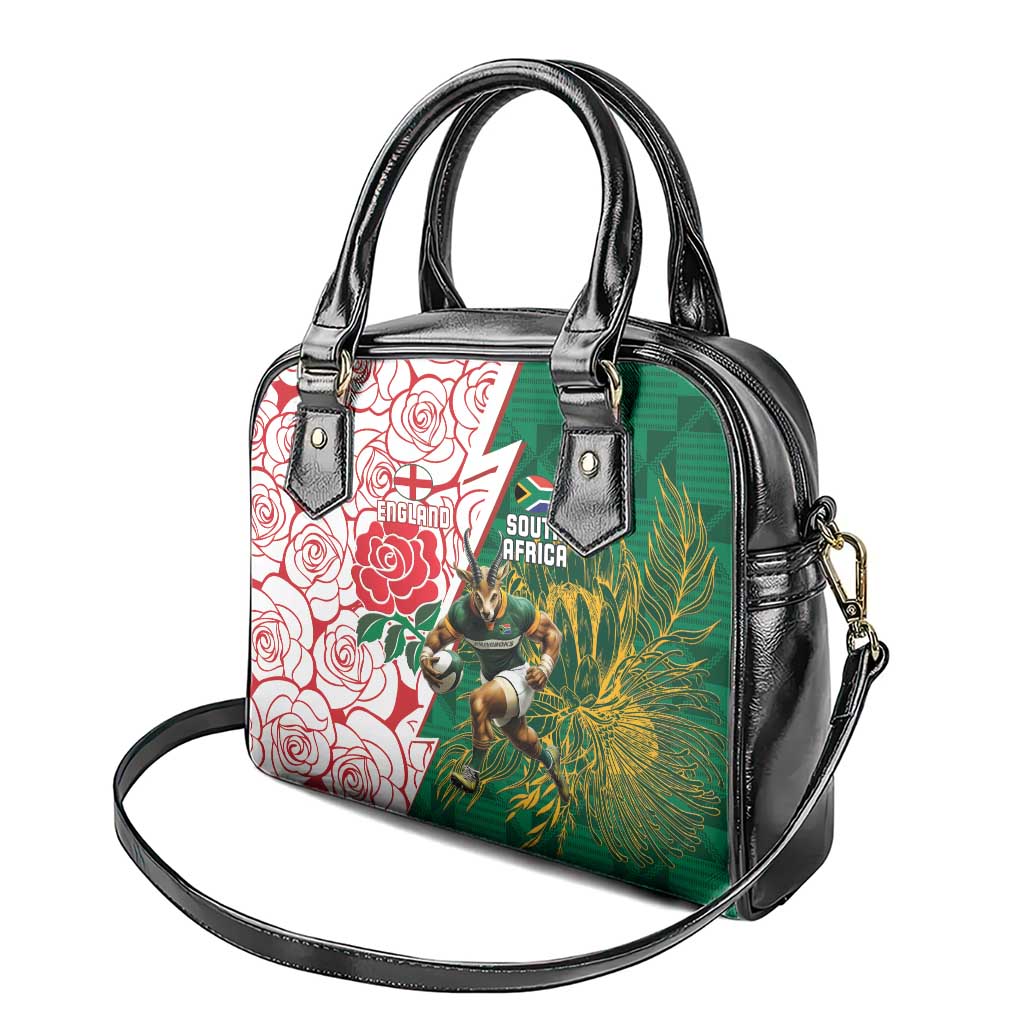 Personalized South Africa Combine England Rugby Shoulder Handbag Springboks and Red Rose