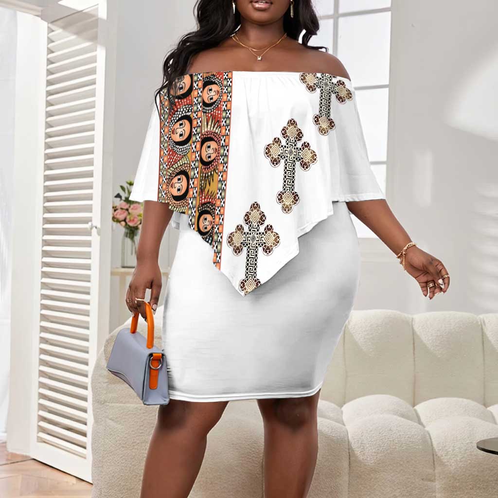 off the shoulder ethiopian dress Ethiopia Angels Tilet With Cross Off Shoulder Short Dress by AfricanPride