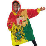 Personalized Ghana Republic Day Kid Wearable Blanket Hoodie Black Star Square - Grunge Style