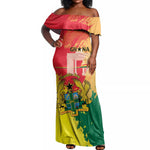 Personalized Ghana Republic Day Off Shoulder Maxi Dress Black Star Square - Grunge Style