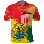 Personalized Ghana Republic Day Polo Shirt Black Star Square - Grunge Style
