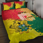 Ghana Republic Day Quilt Bed Set Black Star Square - Grunge Style