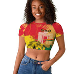 Personalized Ghana Republic Day Raglan Cropped T shirt Black Star Square - Grunge Style