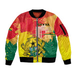 Personalized Ghana Republic Day Sleeve Zip Bomber Jacket Black Star Square - Grunge Style