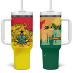 Personalized Ghana Republic Day Tumbler With Handle Black Star Square - Grunge Style