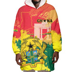 Personalized Ghana Republic Day Wearable Blanket Hoodie Black Star Square - Grunge Style
