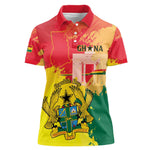 Personalized Ghana Republic Day Women Polo Shirt Black Star Square - Grunge Style