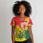 Personalized Ghana Republic Day Women V-Neck T-Shirt Black Star Square - Grunge Style