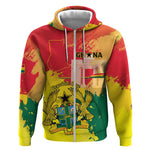Personalized Ghana Republic Day Zip Hoodie Black Star Square - Grunge Style
