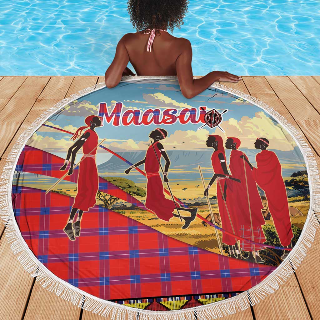 Maasai Adumu Dance Beach Blanket Shuka Pattern - Kenya Safari