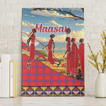 Maasai Adumu Dance Canvas Wall Art Shuka Pattern - Kenya Safari
